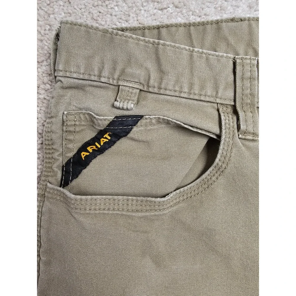 Ariat Rebar M4 Relaxed Straight Leg Work Pants Mens 42x32 Olive Drab Canvas